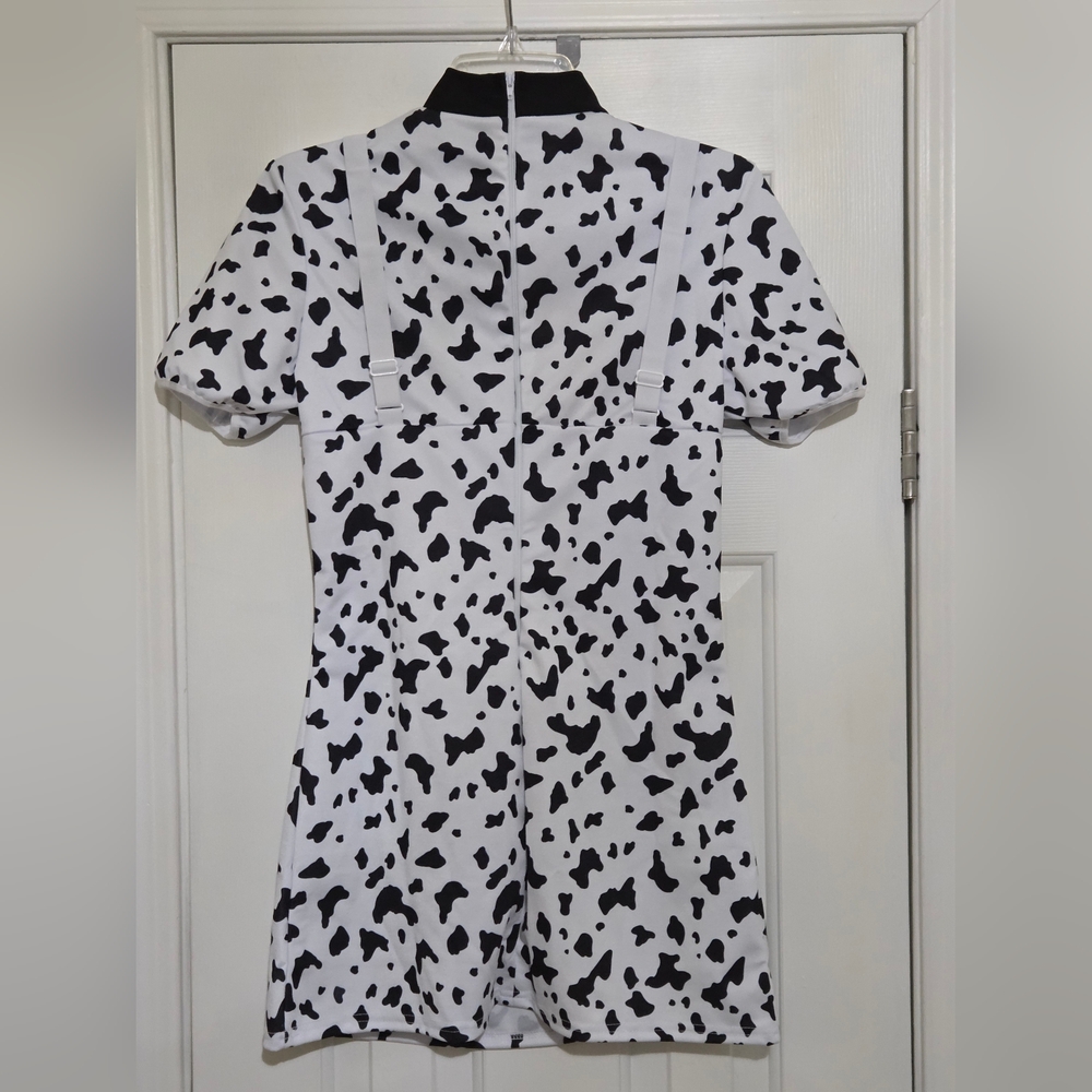 Fashion Nova Women's Cow Queen 5 Pc Dress Halloween Costume Set White/Black M/L - Picture 5 of 13